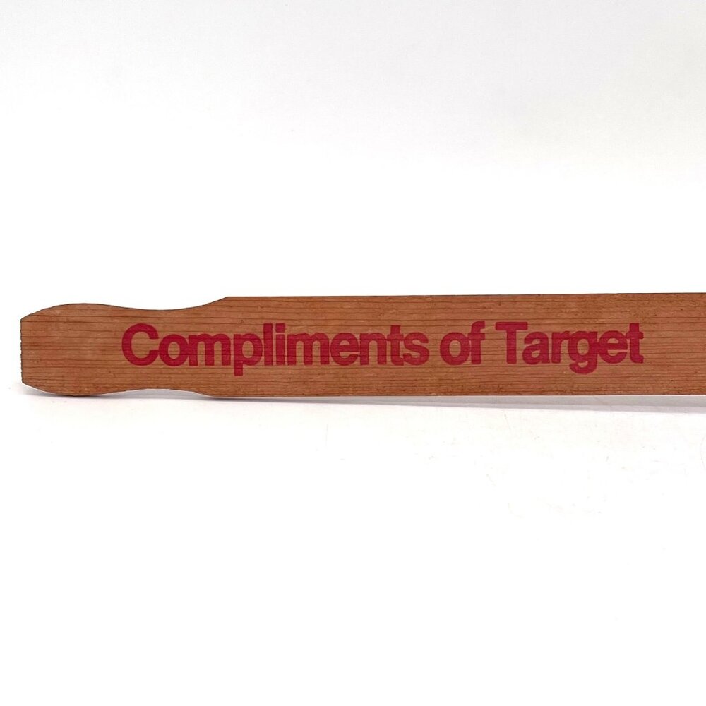Vintage Compliments of Target Branded Wooden Paint Stir Stick Red Lettering 14"